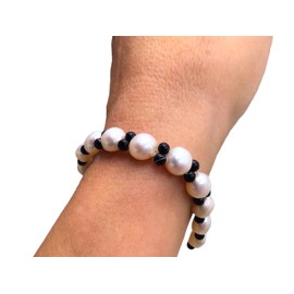 Steinfixx® - Pearl Onyx Bracelet in Beautiful Layout | Comfortable to Wear | Protective Stone | Helps with Grief | Come to Rest, Pearl Onyx, Pearl, Onyx
