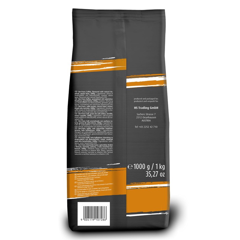 Der-Franz Hazelnut Arabica & Robusta Coffee Beans 1000g