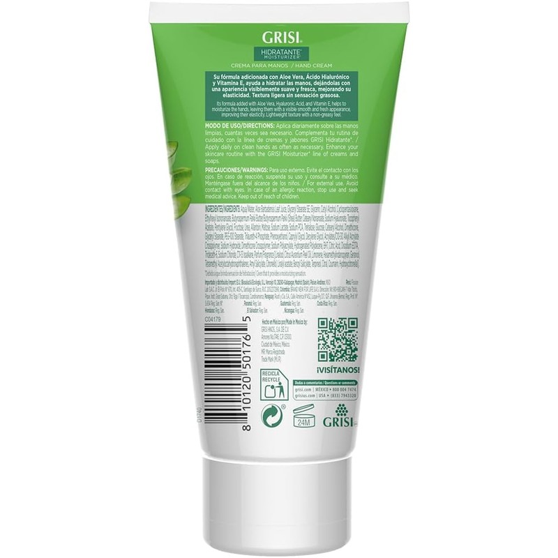 GRISI Crema para Manos con Aloe Vera y Ácido Hialurónico