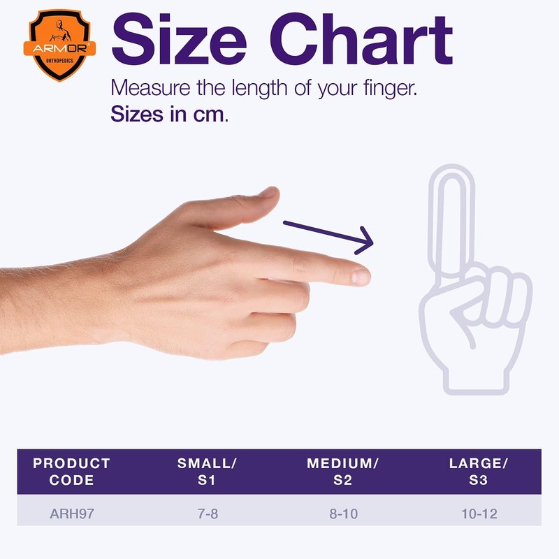 Armor Aluminum Padded Finger Splint Immobilizer for acute injury &