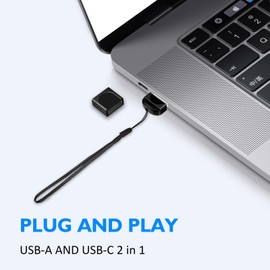 EASTBULL 8GB Small USB Drives 10-Pack USB2.0 Mini Flash Drive with a USB-C Adapter, FAT32 Mini Thumb Drive 8 GB 10 Pack for Data Storage (Black, 1 Adapter, 10 Lanyards)