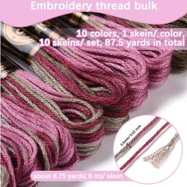 CABODYALS 6 Strands Cross Stitch Threads Embroidery Floss Thread Bulk Purple Variegated Friendship Bracelet String Polyester Threads for Jewelry Making Sewing Cross Stitch Craft Knitting DIY Supplies