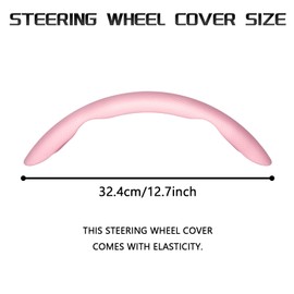 HHZL 2-Piece Steering Wheel Cover, Carbon Fiber Segmented Steering Wheel Protector, Universal and Anti-Slip Durable Car Leather Protective Cover, Car Interior Accessories for Women and Men (Pink)