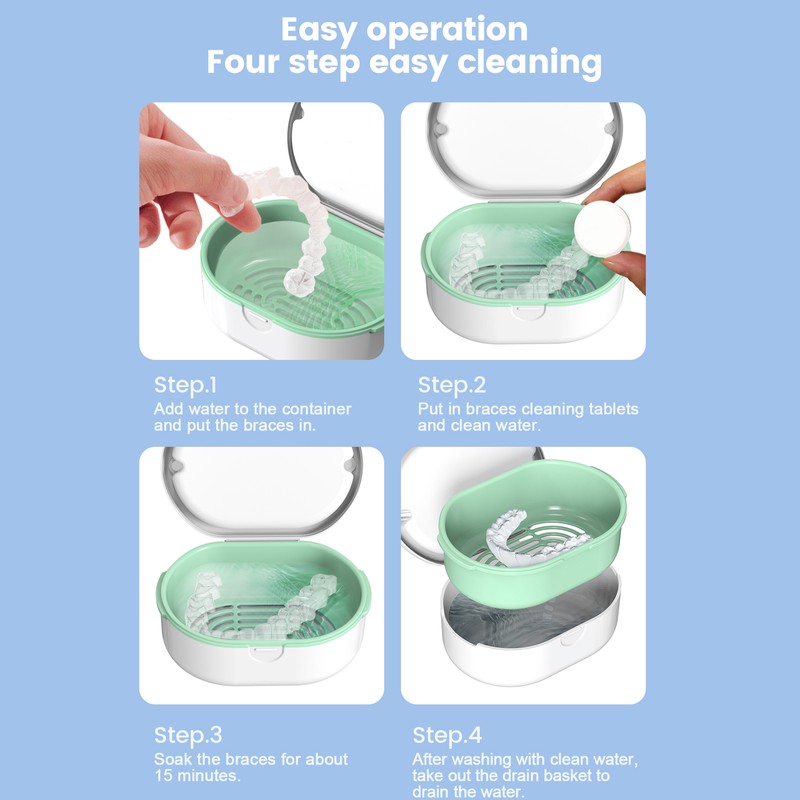 Denture Bath Box Cup Large Space Easy to Clean PP