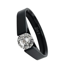 B.Tiff BTiff Signity Star Brighter Than Diamond .75Ct Round Tension Set Solitaire Ring Sizes 4-10 (Anodized Titanium, 5)