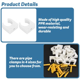 20 x PPR pipe clamps, pipe holder for water supply, pipe clamps, gas clamps, 16/20/25/32 mm, U-pipe clamps, water pipe mounting clamps with screws, U-pipe clamps