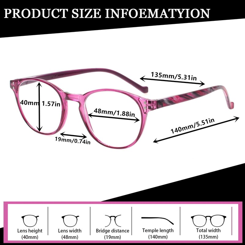 NORPERWIS 5 Pairs Reading Glasses - Standard Fit Spring Hinge