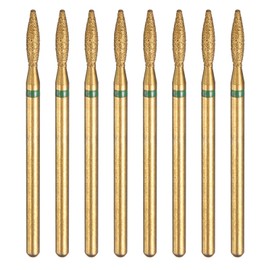 sourcing map 8pcs 100-120 Grits Diamond Grinding Bit 2.2mm Oval Head 2.35mm Shank 9mm Length Titanium Plated Stone Sanding Drill Bits Rotary Tool for Nails Grinding Polishing