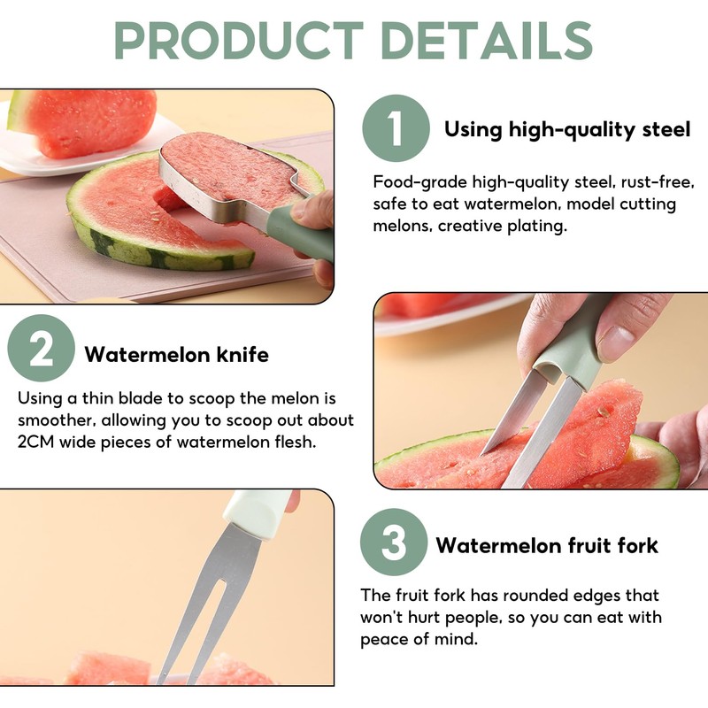 Pack of 3 Fruit Cutters, Summer Gadgets Melon Cutter, Watermelon