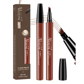 AWROSE Eyebrow Pencil, 2 Pack 3D Microblading 4-Tip Eyebrow Pen, Magic Precise Waterproof Natural Eye Brow Pen with Hair Like Strokes, 4 Fork Tip Multi-Used Eye Brow Pencils for Women, Men