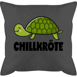 Cushion 50 x 50 cm – Statement – Chill Toad – 50 x 50 cm – Grey – Statements Toad with Filling Sayings Chill Cover Turtle Sofa Cushion Turtles Pillow Chilling Couch Turtle