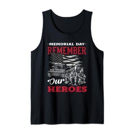 Memorial Day Remember Our Heroes American USA Flag Tank Top