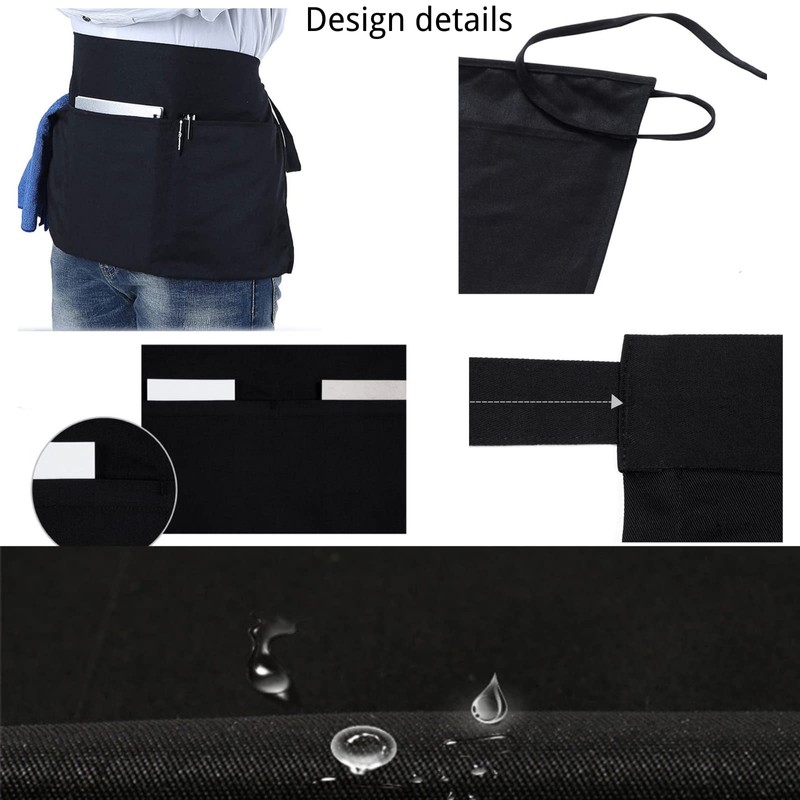 CHENGZI Chef Half Aprons Waitress Aprons Waiter Aprons with Pockets