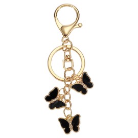 PATIKIL Butterfly Charm, Enameled Keychain Cute Butterfly Pendant Keyring Purse Bag Accessories Car Ring Pendant for Handbag Keys, Black