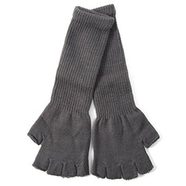 Gravity Threads Long 11" Knit Arm Warmer Warm Fingerless Gloves, Charcoal