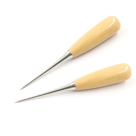 Luwigs 2 Packs Leather Craft Awl Tools Alloy Steel Wood Handle Punching Tapered Awl Leather Drillable Stitching Sewing Awl Repair DIY Gadget Tool (2 Packs)