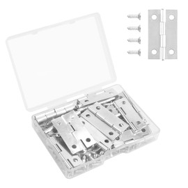 VIPMOON 17 x 29 mm Mini Hinges Silver Foldable, Pack of 30 Retro Craft Hinge Model Making with Screws for Crafts, Small Jewellery Boxes, Dollhouses
