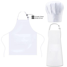 QWEPU Chef's Hat Apron Set, Cooking Chef's Hat, Adjustable Bib Apron, Cooking Apron, Elastic Chef's Hat, Unisex Chef's Hat for Kitchen, Home, Restaurant and Hotel, White