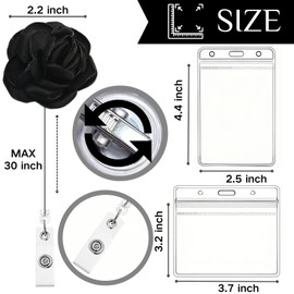 Badge Reel Holder Retractable Clip Flower with Horizontal Badge Holder Alligator Clip Id Name Card for Women Student Office Doctor (1, Crimson - Rose)