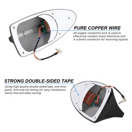 Shark Fin Antenna Cover for Car, Automotive Top Roof Aerials AM/FM Radio Signal Base, Vehicle Shark Fin Shape Cover with Adhesive Tape, Car Accessories Universal for Most Sedan, SUV, Van (Black)