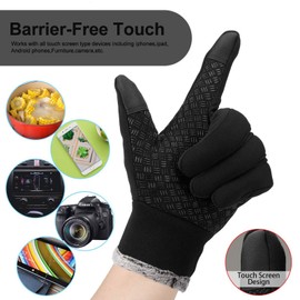 Lzfitpot Winter Warm Gloves, Anti Slip Touch Screen Gloves Windproof Thermal Gloves Cold Weather Cycling Gloves for Men Women , A-black, M