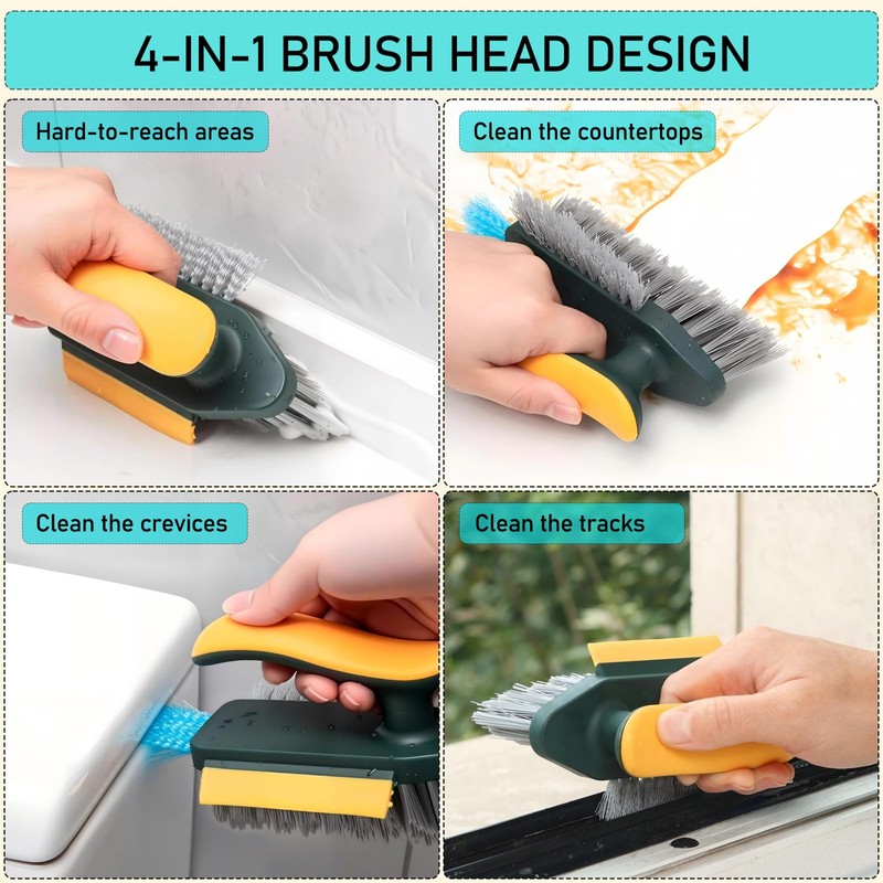 4 in 1 Scrape Brush with Rubber Squeegee, Shower Cleaning