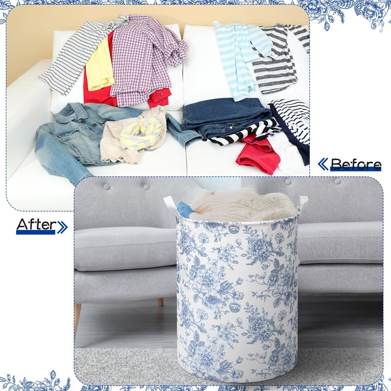 CroBlissful 2 Pcs Laundry Basket Coquette Storage Basket for Girls