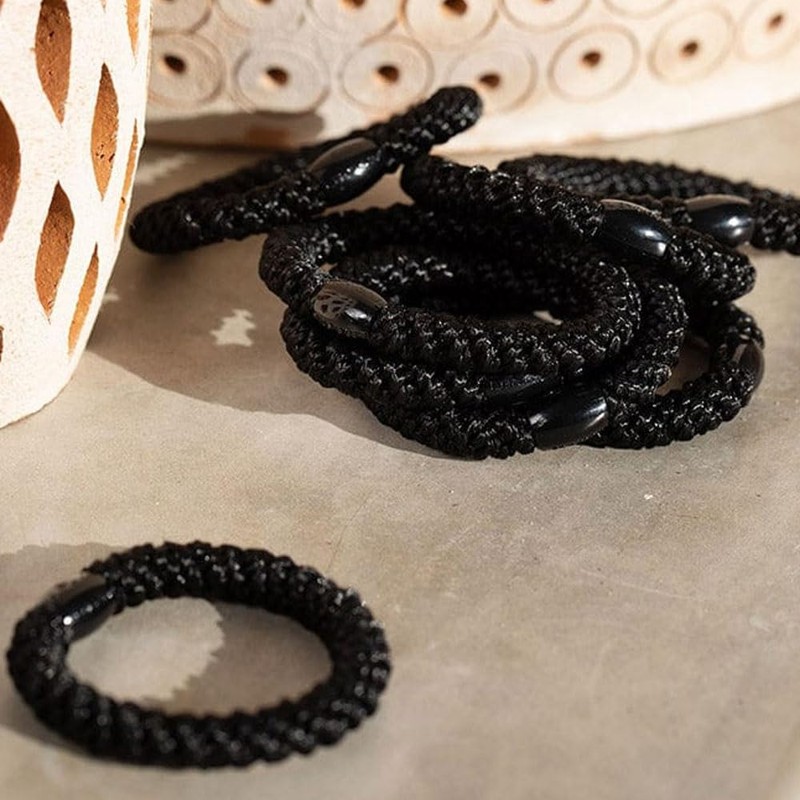 L. Erickson Grab & Go Ponytail Holders, Black, Set of