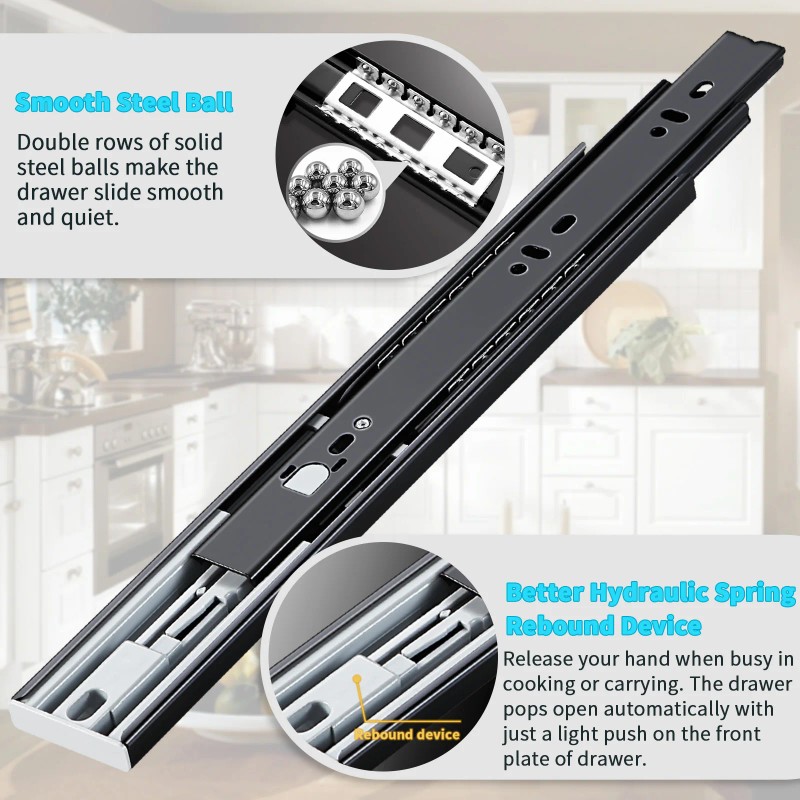 YENUO Push to Open Full Extension Drawer Slides, Side Mount
