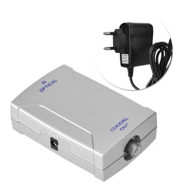 Toslink Optical to Coax Coaxial Digital Audio Converter for Home Theater DTS Dolby Silver