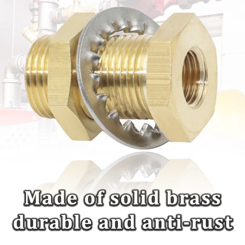 CheeMuii 2 pcs Bulkhead Brass Pipe Fitting Anchor Coupling Bulkhead