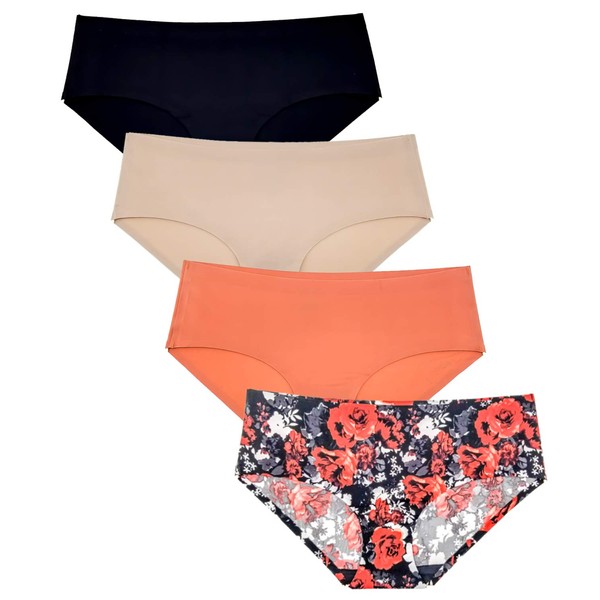 Womens Underwear Seamless No Show Bikini Hipster 4 Pack Butter