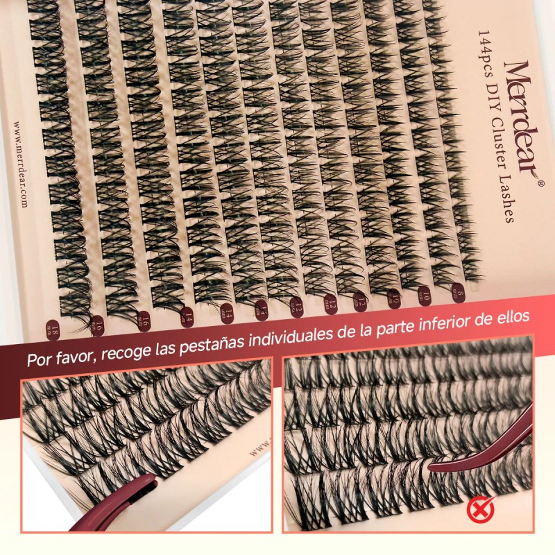 Pestañas Extensions Kit 144 Piezas H03 Curvatura D 8-18 Mm