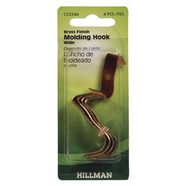 Hillman AnchorWire Brass-Plated Gold Wide Brass 4 pk Molding Hook