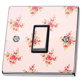 Pink Shabby Chic Roses Light Switch Sticker Vinyl Cover Skin