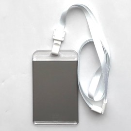 Tamagawa Seisakusho ID Card Holder Full Open Hard Case One-Sided Clear Vertical Type (Gray/Strap Included)
