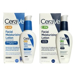 Cerave Am Fps 30  Pm Hidratante Facial Día  Noche 2x60ml                                                                                              