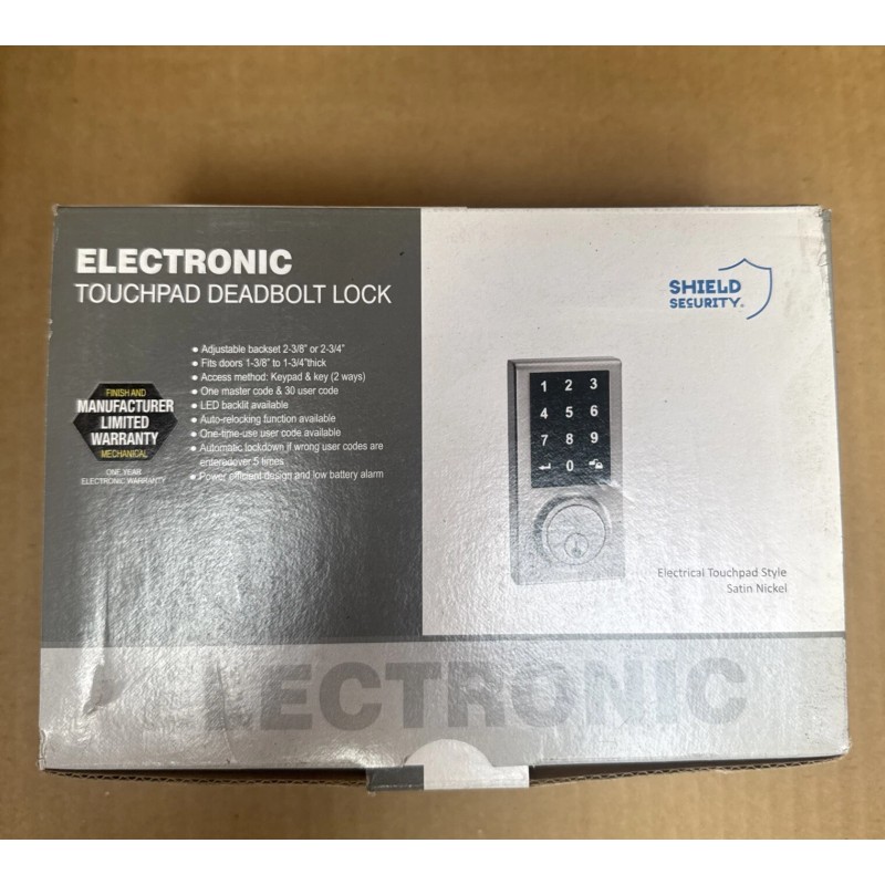 Shield Security Electronic Touchpad Deadbolt Lock Satin Nickel Finish by