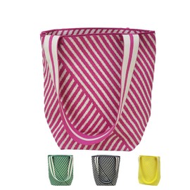 Women's Woven Tote Bag – Premium Polyester Beach Bag, Lightweight Shoulder Purse for Travel, Shopping & Summer (pink)