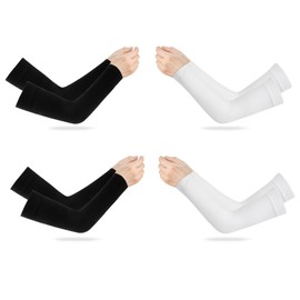 KEAHND 4 Pairs of Sun Protection Arm Sleeves, Arm Warmers for Summer, Arm Sleeves Cooling, Cooling Arm Warmers for Men and Women, Black + White, Black+white, Unit size