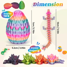 HIMS Set of 4 3D Printed Dragon Egg Mysterious Dragon Toy, Surprise Dragon Egg with Dragon Inside, 3D Printed Dragon Easter Dragon Eggs