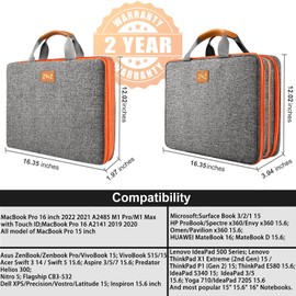 ZINZ Slim Expandable Laptop Case 15.6 Inch Sleeve Upgraded Protective Durable Recycled Carrying Case Compatible with MacBook 15" & 16" and Most 15" 15.6" 16" Notebook,D01G02