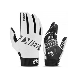 INBIKE Mountain Bike Gloves Cycling for Men MTB Touchscreen Accessories Road Padded Mens Cycle Bicycle Biking Women Full Fingers Glove White L