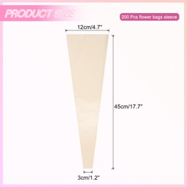 PATIKIL 200 Pack Flower Wrapping Bag, Kraft Floral Packing Sleeves with Ribbons Cute for Bouquets Wedding Birthday Graduation Anniversary Arrangement Gift, 17.7"x4.7"x1.2"