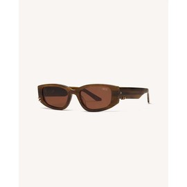 CUFFED - Asymmetrical Pierced Unisex Sunglasses - Color: HALF & HALF TORTOISE / COGNAC / GOLD