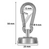 POPPSTAR Carabiner Magnet Strong, 4X (17kg Clamping Force) Neodymium Hook