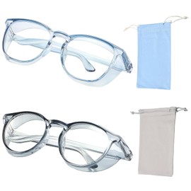 TPBSITNS 2PCS Safety Glasses Anti Fog Goggles with Side Shields, Stylish Blue Light Blocking Glasses Clear Lens with 2PCS Storage Bag, Anti UV Eye Protection Glasses for Women Men (Blue + Gray)