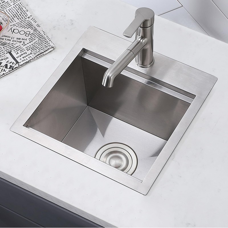 Friho Drop in 15 x 15 Inch Stainless Steel Single