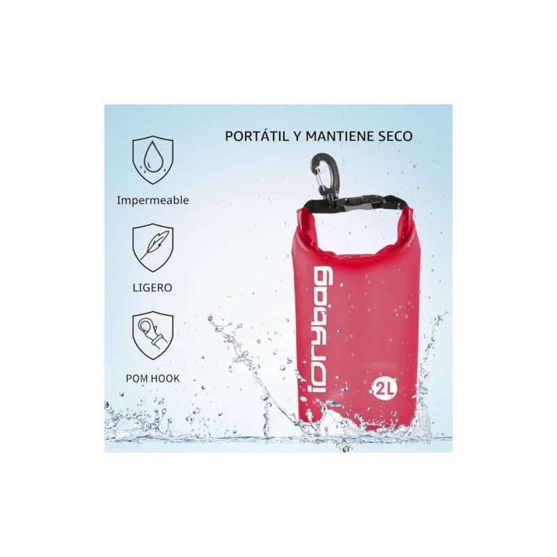 IDRYBAG Bolsa Seca Transparente Impermeable De 2 L, 5 L,