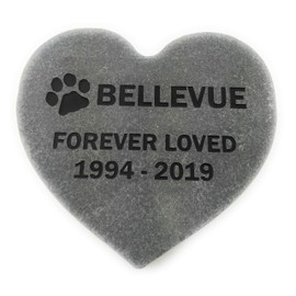 GraphicRocks Pet Memorial Headstone Grave Marker Sandblast Engraved Gray Natural Stone Heart